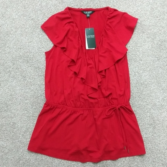 Lauren Ralph Lauren Tops - NWT Sz S Ralph Lauren Ruffle V Neck Sleeveless Top